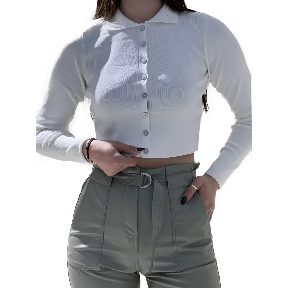 Άσπρη γυναικεία μπλούζα crop top (οne size)