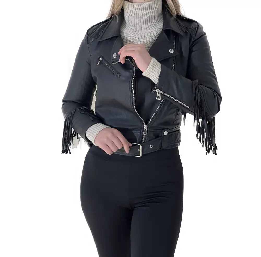 Δερμάτινο jacket μαύρο Γυναικείο