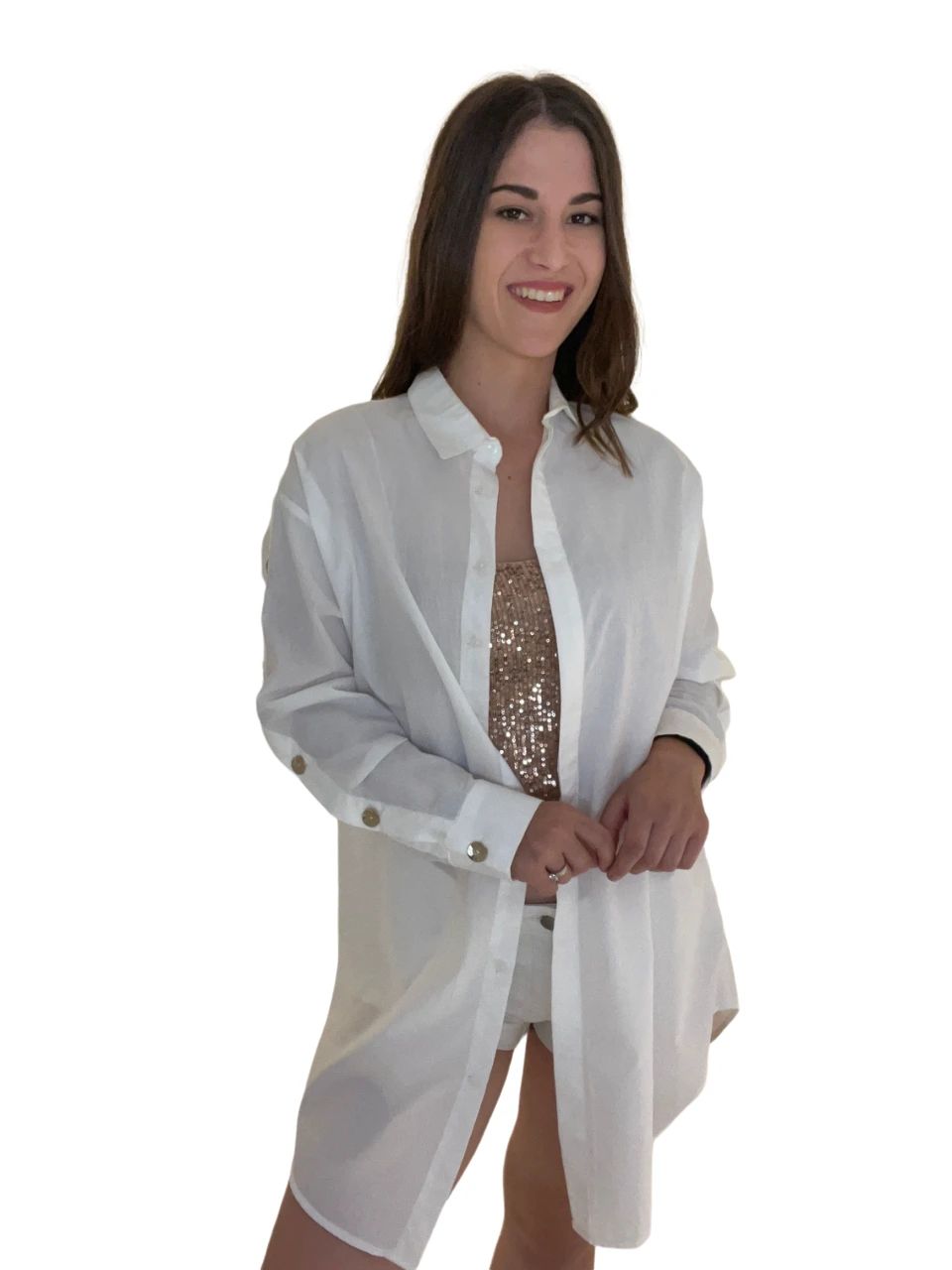 Γυναικείο μακρύ πουκάμισο άσπρο