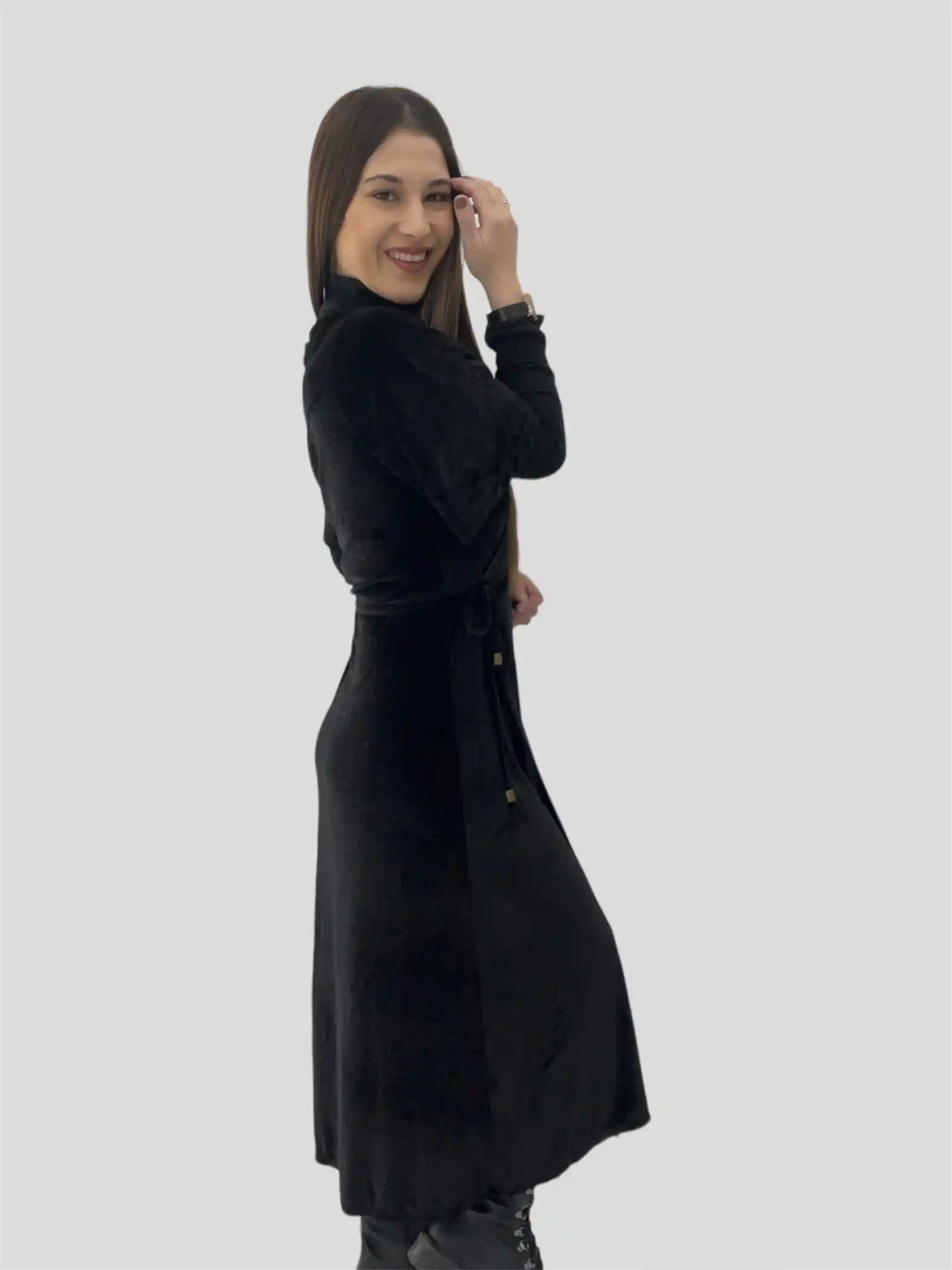 Μακρύ Βελουτέ Φόρεμα Μαύρο