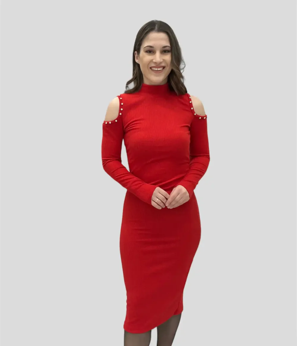 Γυναικείο Έξωμο Φόρεμα Κόκκινο