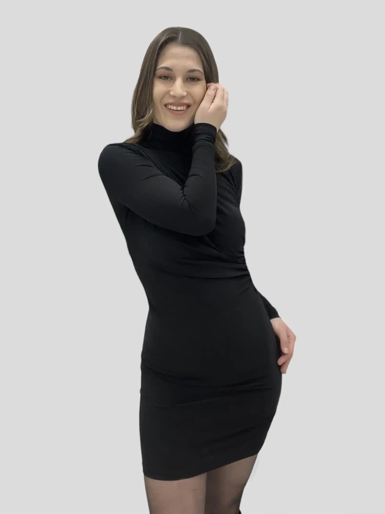 Μίνι Μαύρο Φόρεμα Με Σούρα