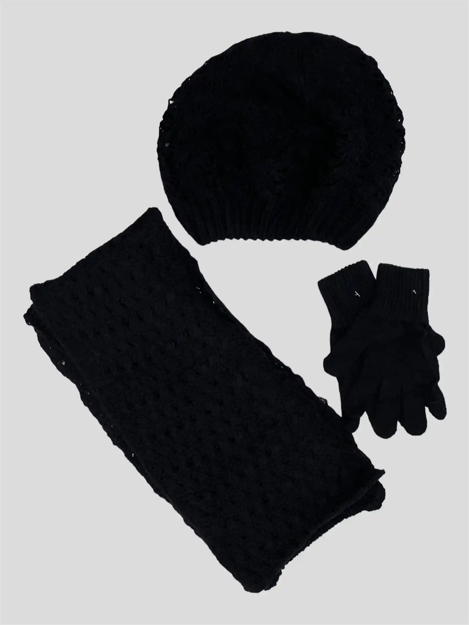 Γυναικείο Σετ Κασκόλ Με Γάντια Μαύρο
