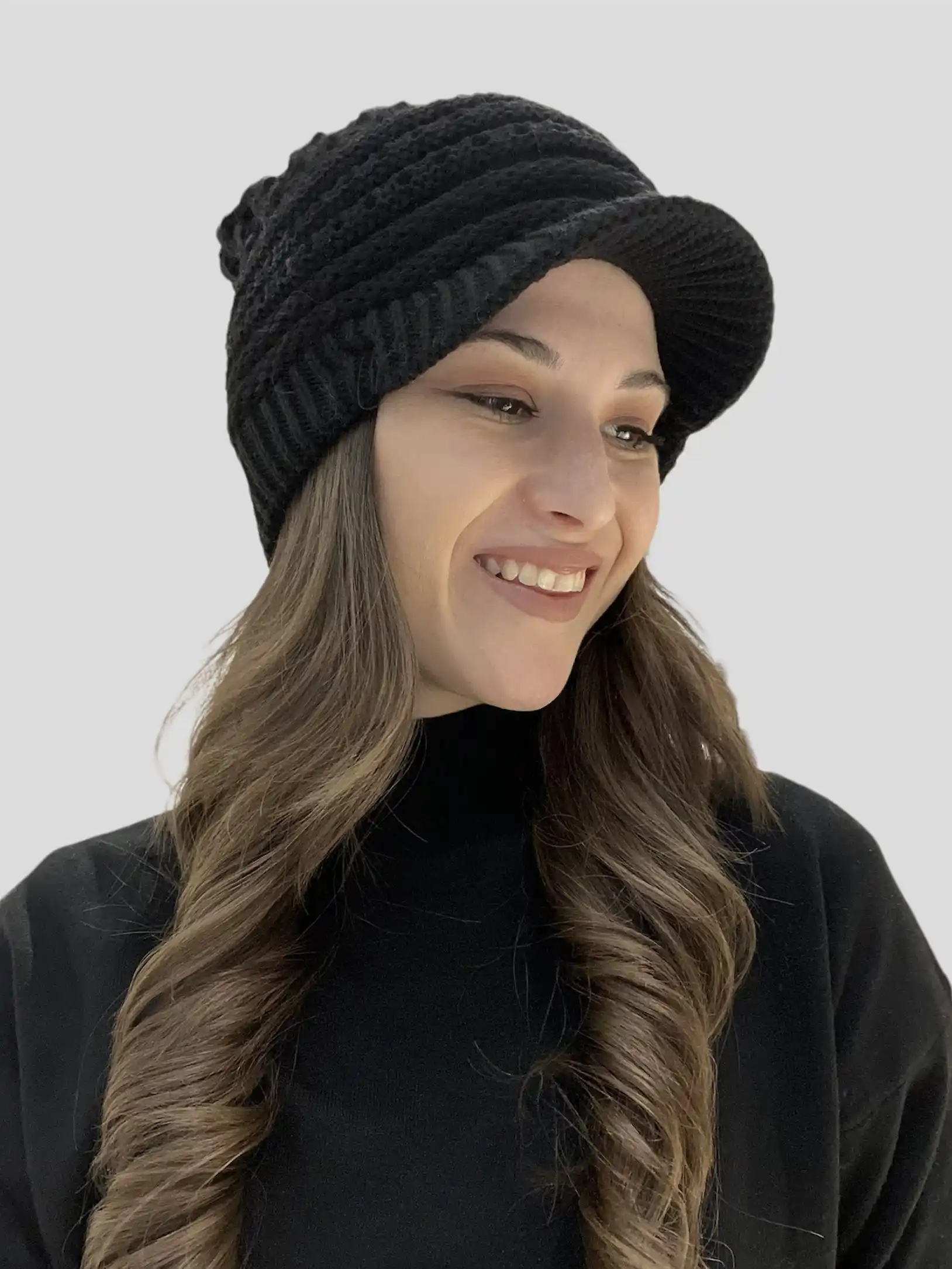 Γυναικείο Πλεκτό Καπέλο-Μπερές Μαύρο