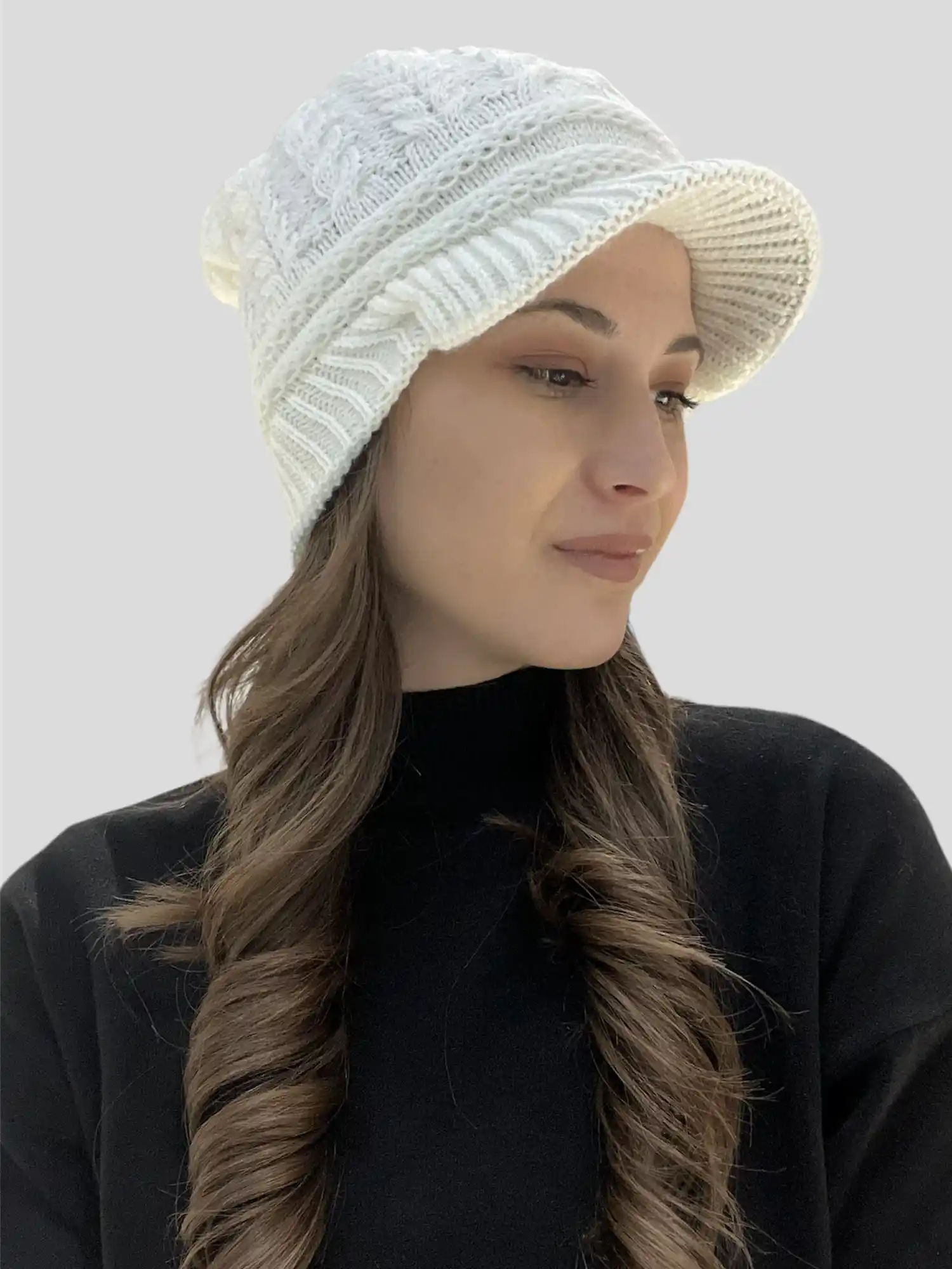 Γυναικείο Πλεκτό Καπέλο-Μπερές Άσπρο