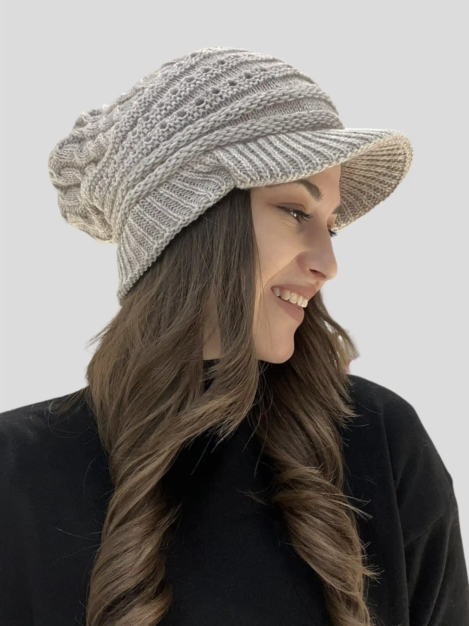 Γυναικείο Πλεκτό Καπέλο-Μπερές Μπεζ