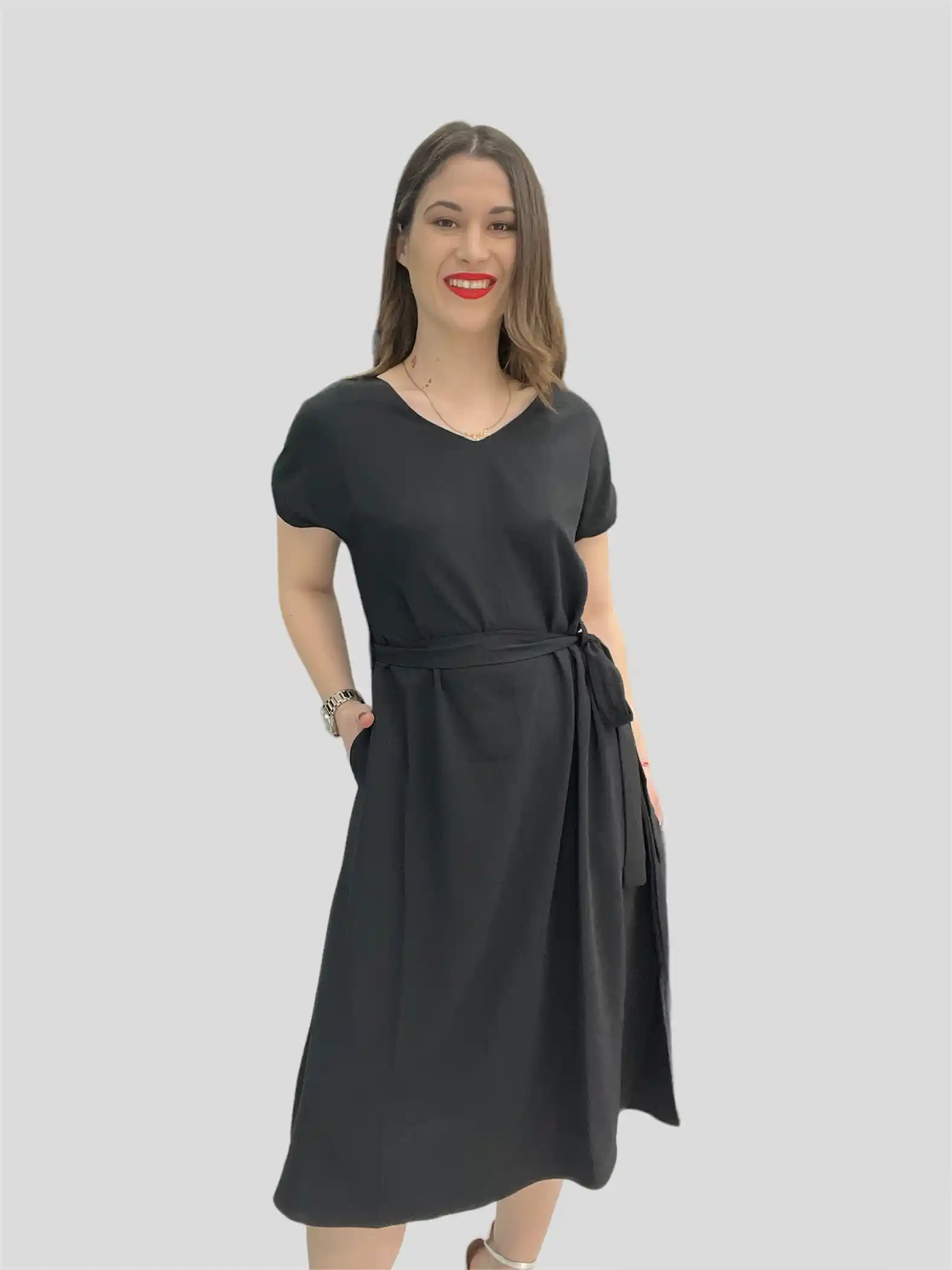 Γυναικείο Φόρεμα Μαύρο Με Κοντό Μανίκι