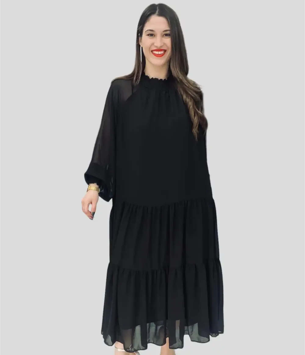 Μαύρο μακρύ φόρεμα One size
