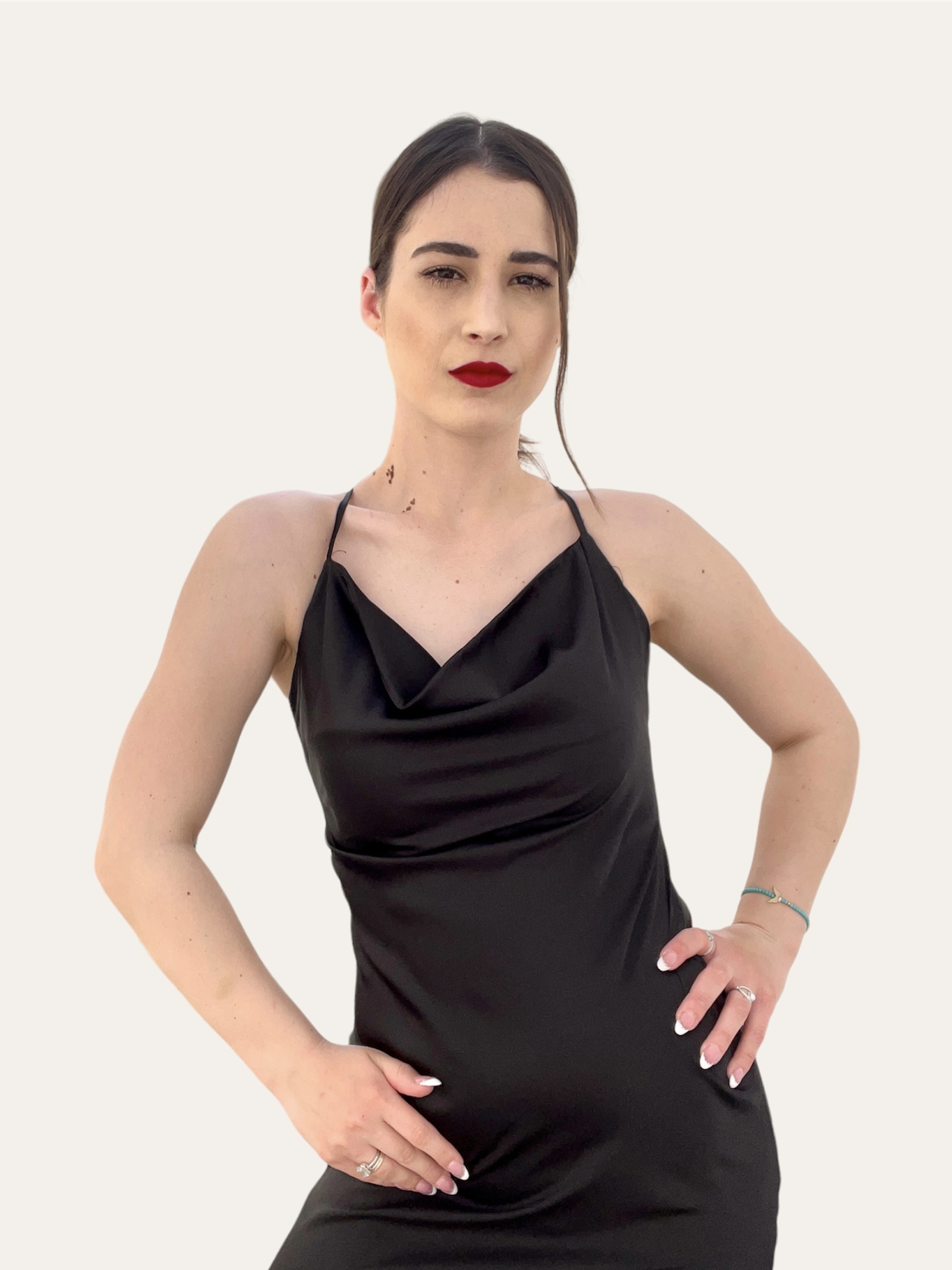 Midi Φόρεμα Σατέν Μαύρο