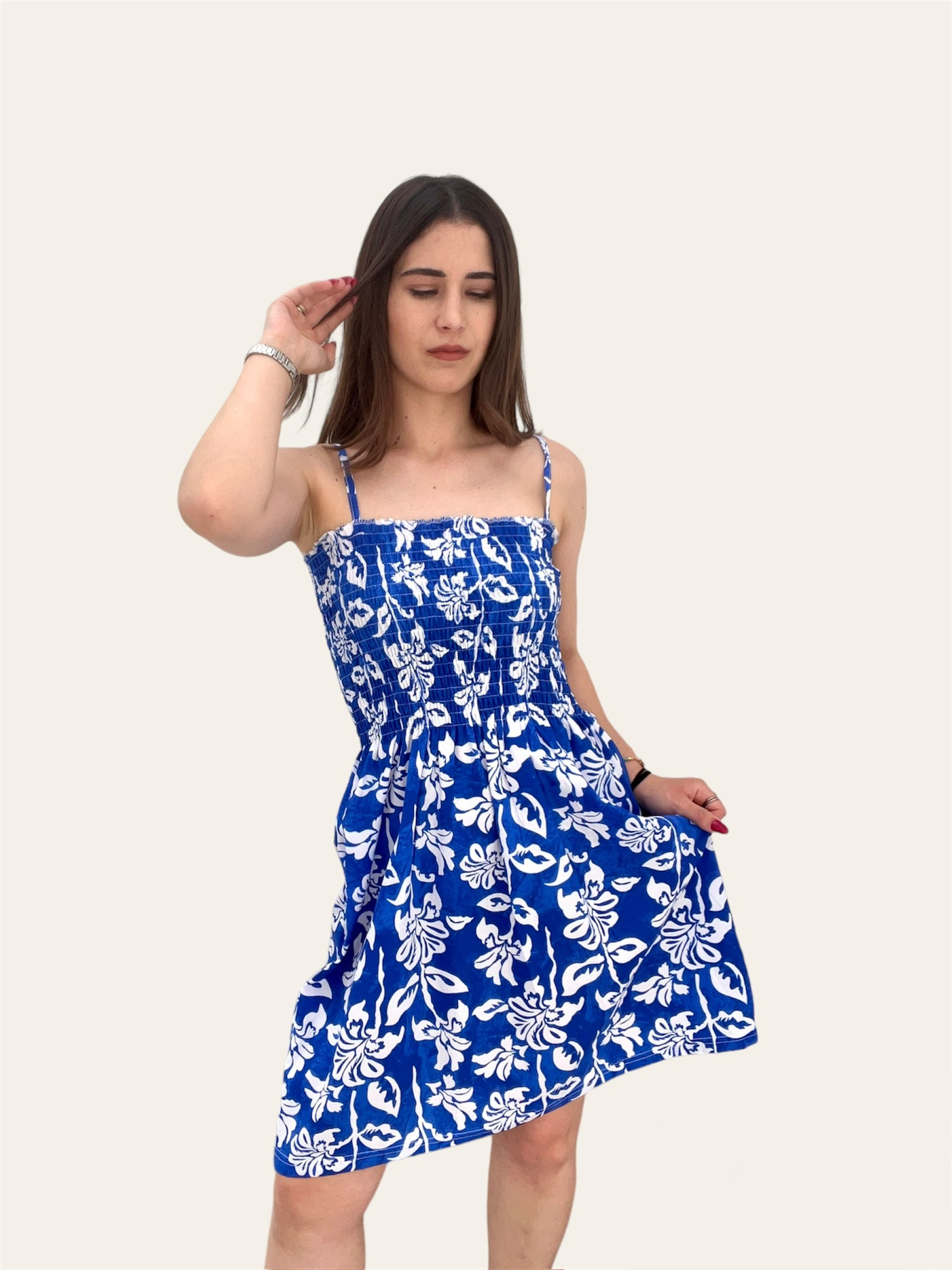 Floral Mini Φόρεμα Mπλε One Size