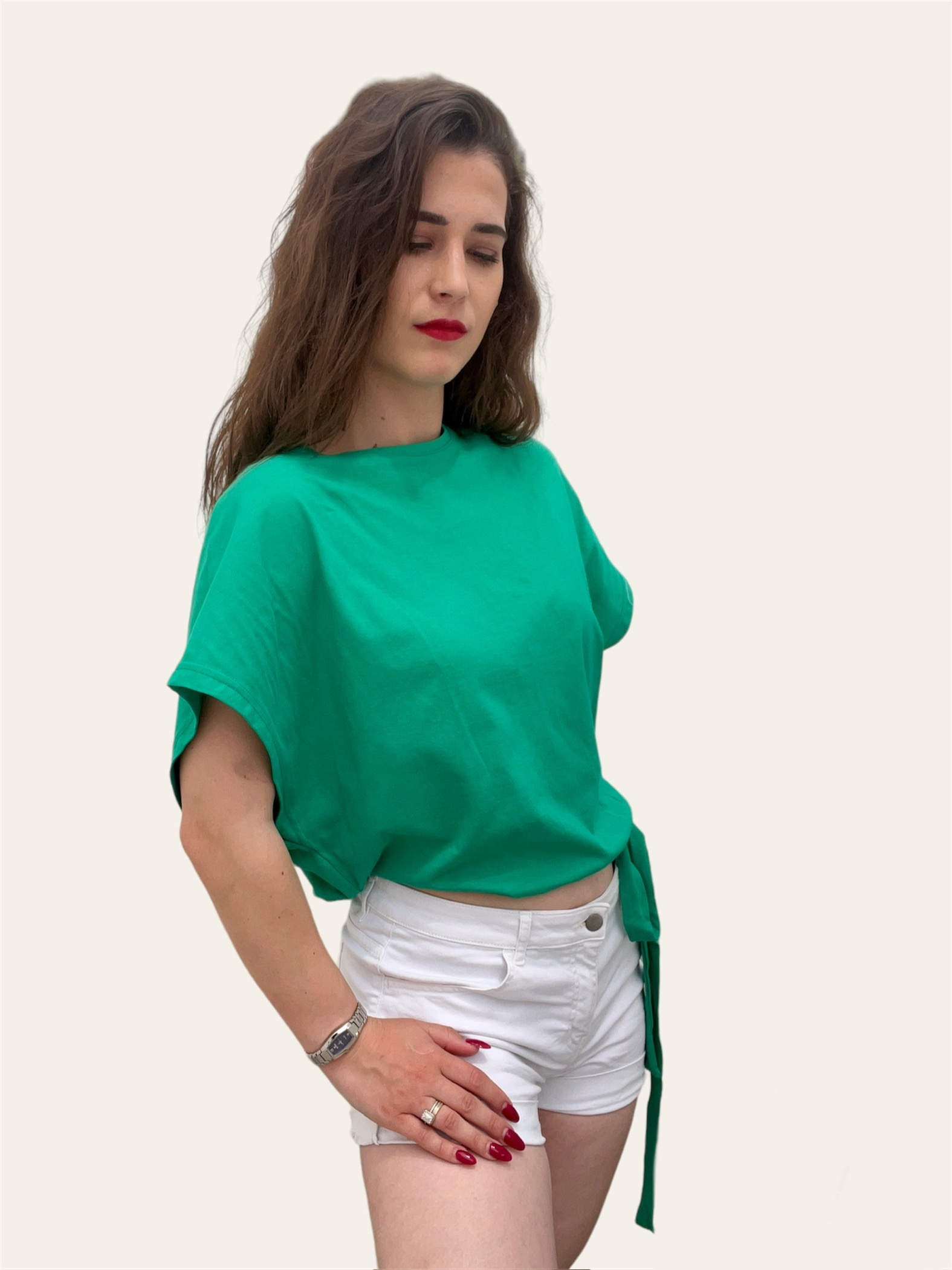 Γυναικείο T-shirt Πράσινο Με Δέσιμο