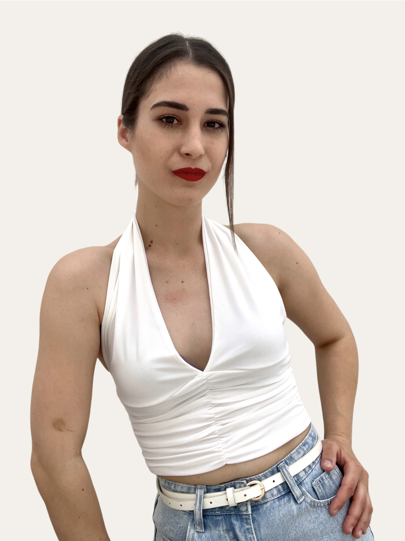 Άσπρη γυναικεία μπλούζα εξώπλατη