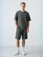 Καφέ Ανδρικό Oversize Fit Σετ Σορτς από Βαμβάκι - Air Jones