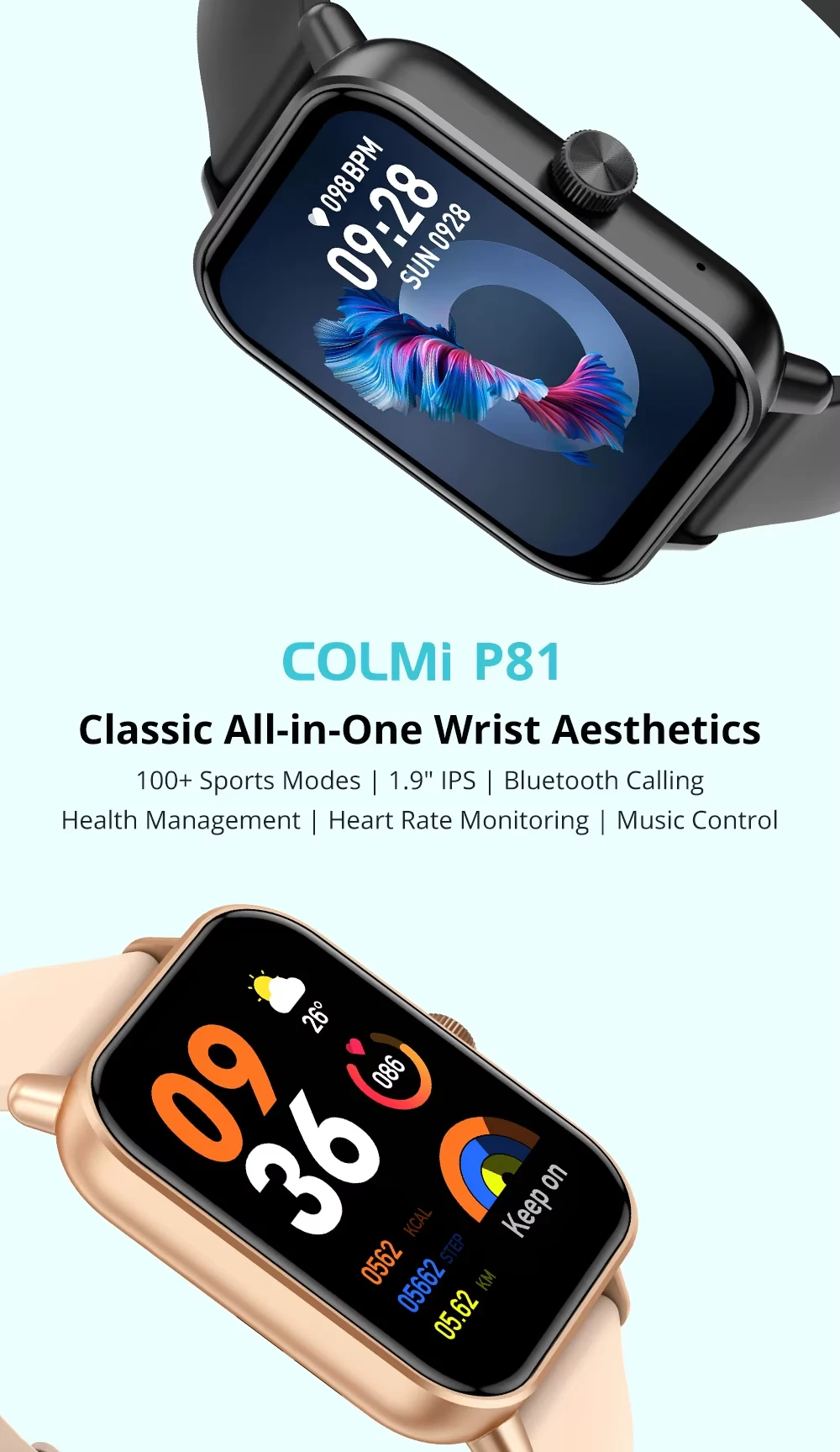 S5954bff2f6194089b463a2597e9e647bA (1) COLMI P81 Smartwatch - Χρυσό - Image 4