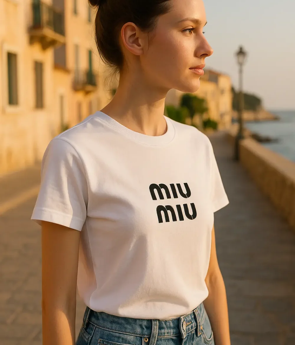 Γυναικείο T-Shirt Άσπρο “Miu Miu” (Κεντημένο)