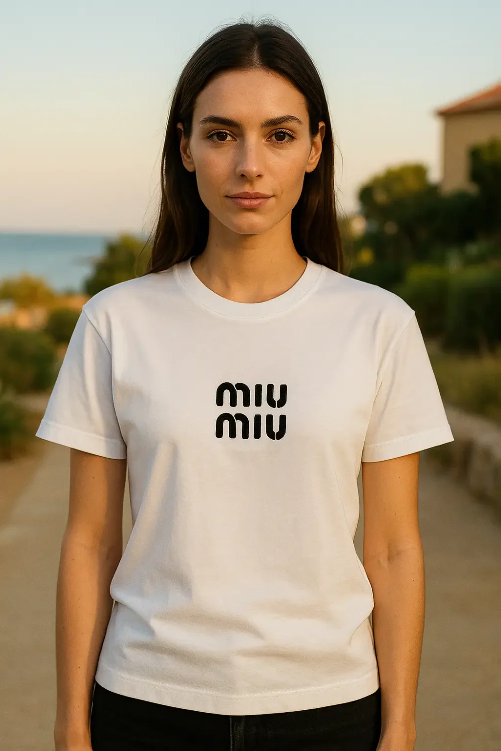 Νέο έργο - 2025-08-19T154755.277 Γυναικείο T-Shirt Άσπρο “Miu Miu” (Κεντημένο) - Image 3
