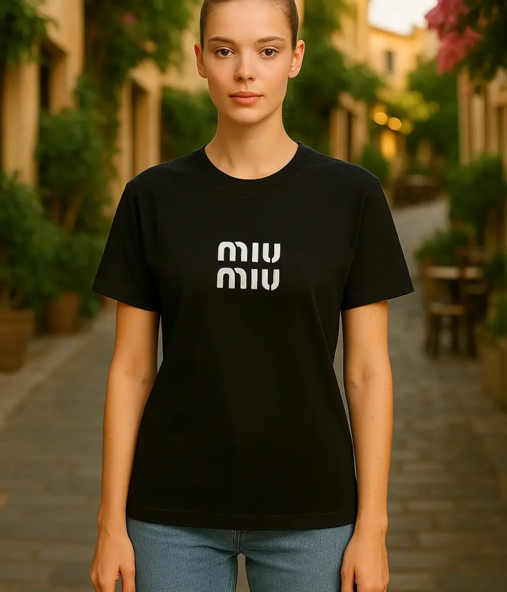 Γυναικείο T-Shirt Μαύρο “Miu Miu” (Κεντημένο)
